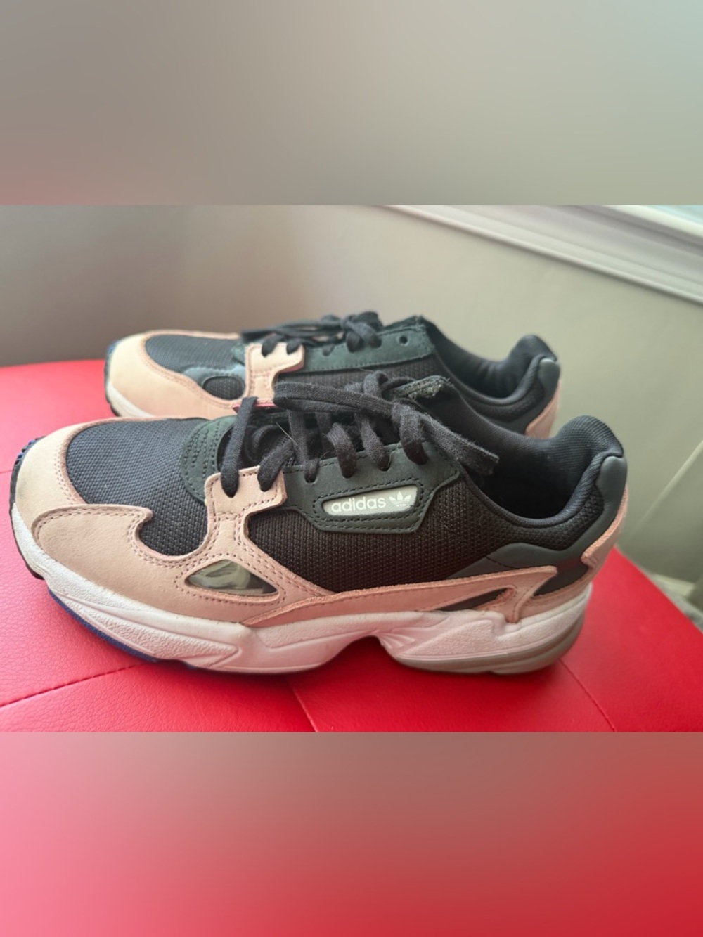 adidas Black and Blush Pink Retro Chunky Sneakers